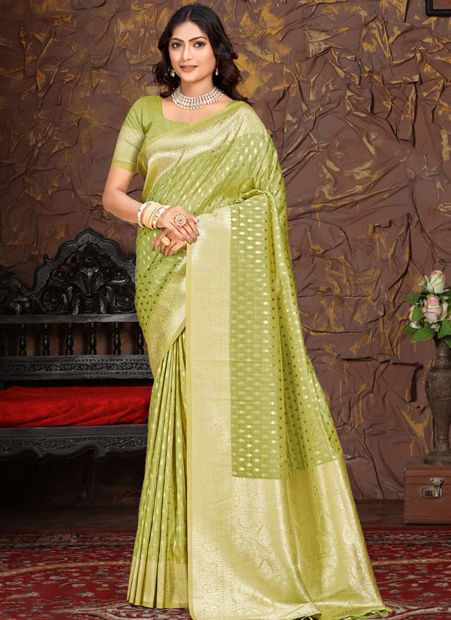 Cotton Silk Green Festival Wear Weaving Saree